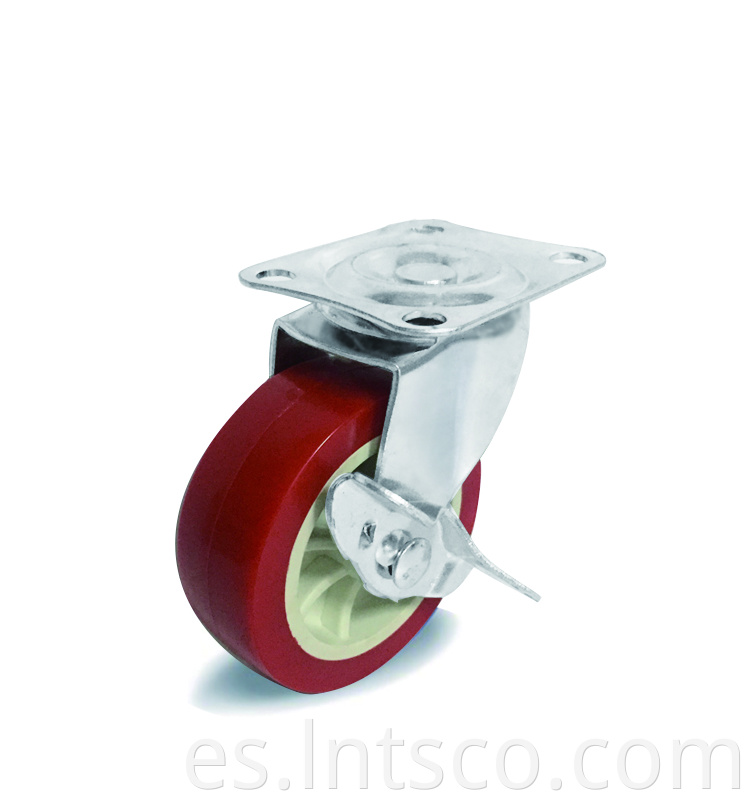 Light Duty Red PVC Side Brake Caster